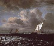 Jacob van Ruisdael Sailing vessels in a Fresh Breeze oil painting reproduction